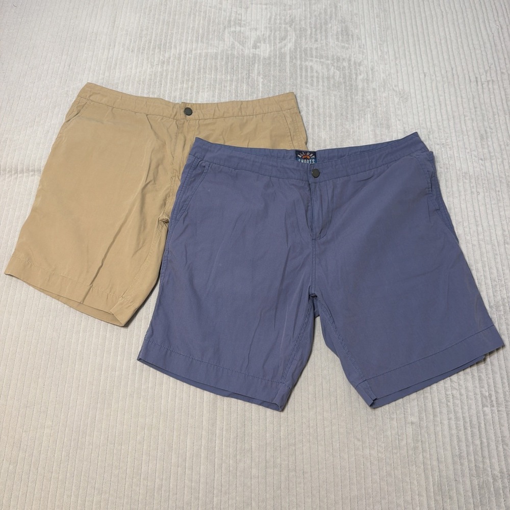 Faherty All Day Shorts Mens 38 9" Blue tan Stretch Performance Lot of 2 READ